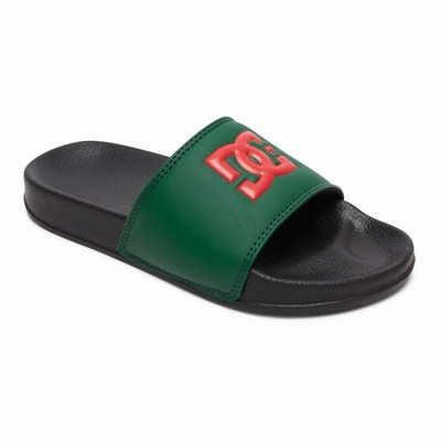 DC Slides Kid's Black/Green Sandals Australia TAD-098